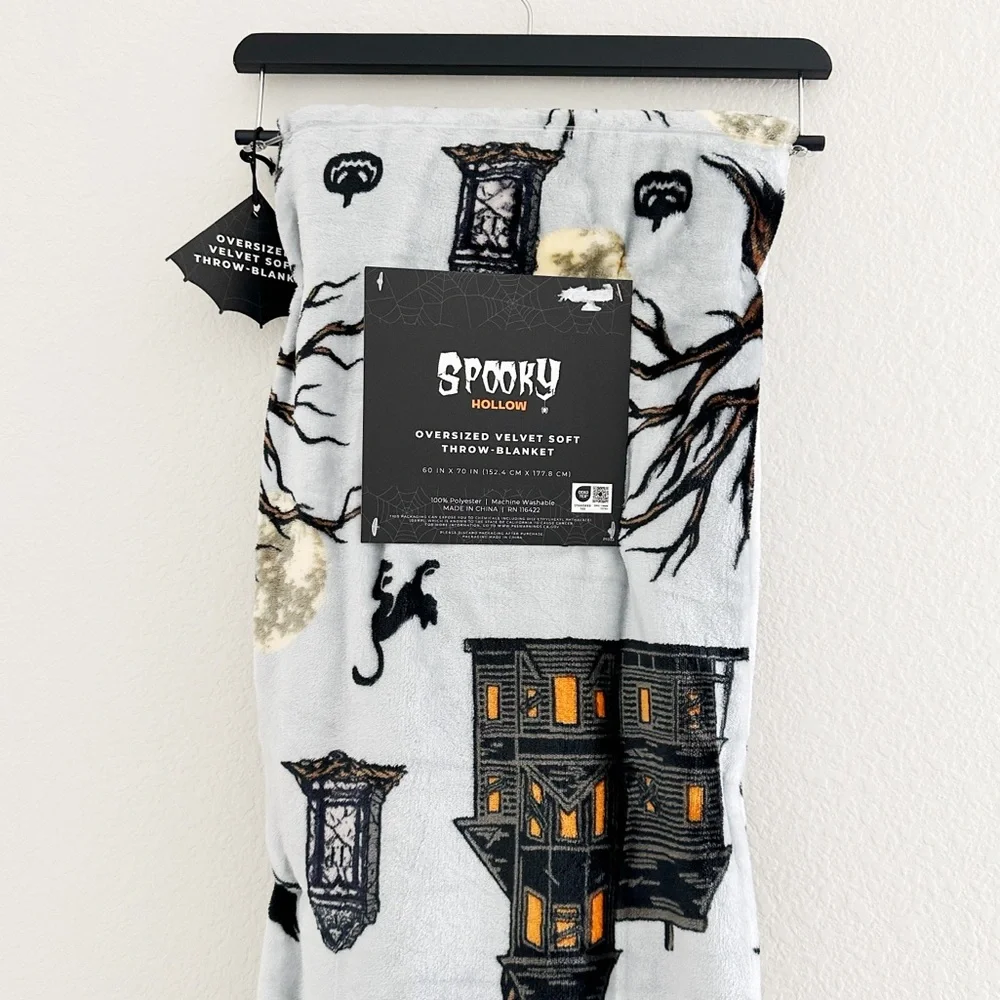NEW Spooky Hollow Blanket with Haunted House Design